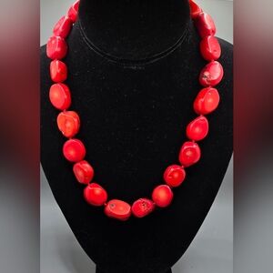 Lucas Lameth Necklace Red Coral Chunks Sterling Hardware Hand Knotted